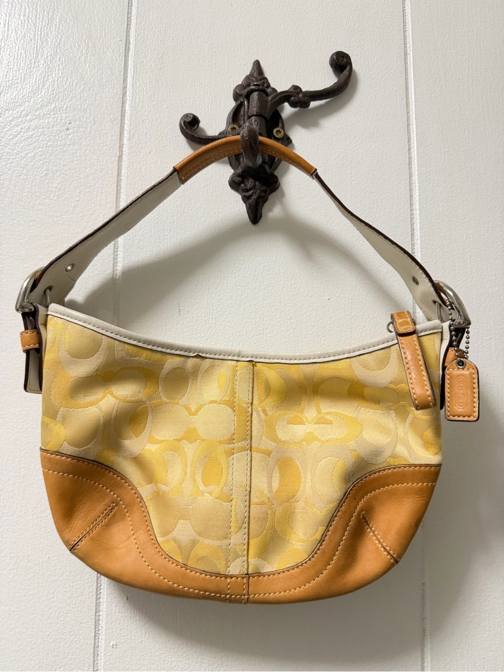 Rare Vintage Y2K Coach Yellow Optic Signature Canvas Soho Hobo Bag 1850